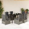 vidaXL Garden Dining Set Grey Poly Rattan Standard Adjustable Armrests
