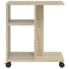 vidaXL Side Table with Wheels Sonoma Oak 19.7"x11.8"x21.7" Engineered Wood