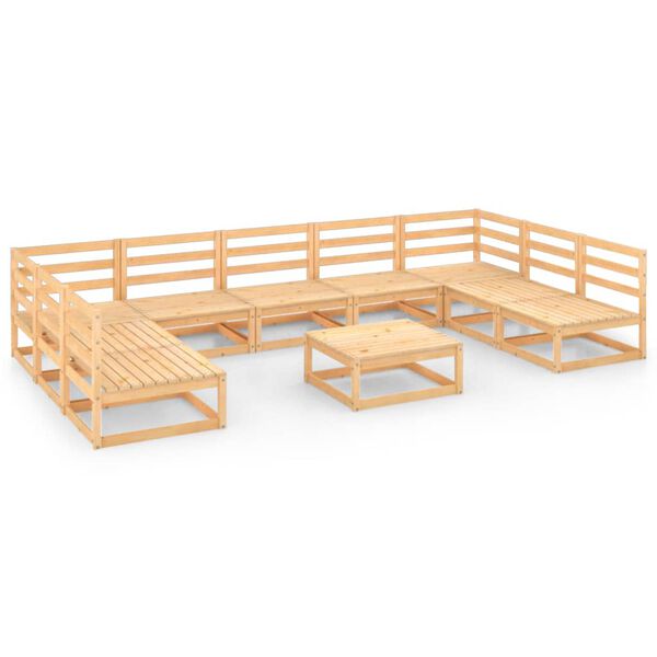 vidaXL Garden Lounge Set Natural Wood Solid Pine Wood Large Modular