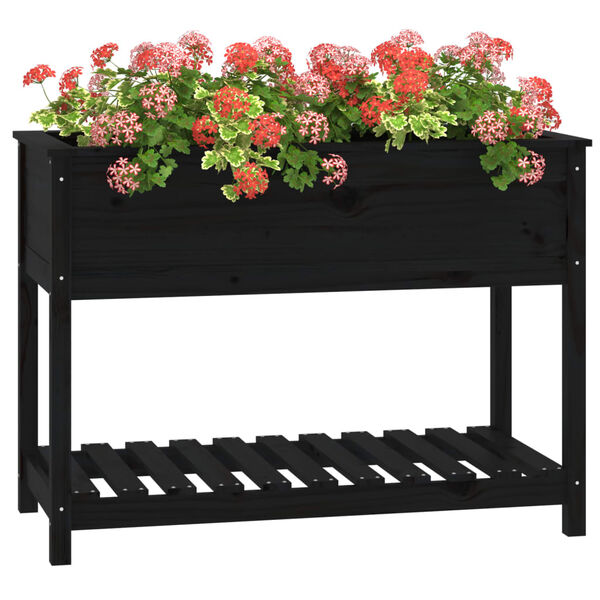 vidaXL Planter Black Solid Pine Wood Large Durable Planter