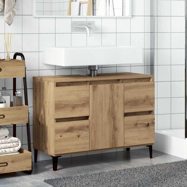 vidaXL Sink Cabinet Artisan Oak Engineered wood, Metal Medium