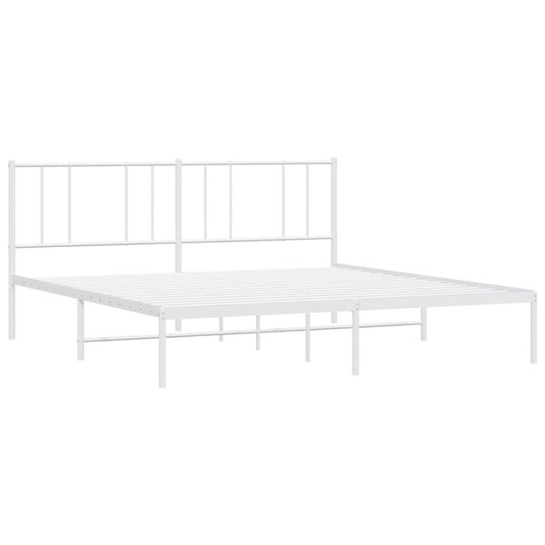 vidaXL Bed Frame White Powder-Coated Steel Double Bed Frame