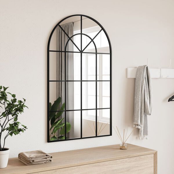 vidaXL Wall Mirror Black Glass and powder-coated iron 23.6 x 39.4 in