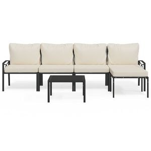 vidaXL Patio Lounge Set Sand Powder-coated steel 6-piece set Modular