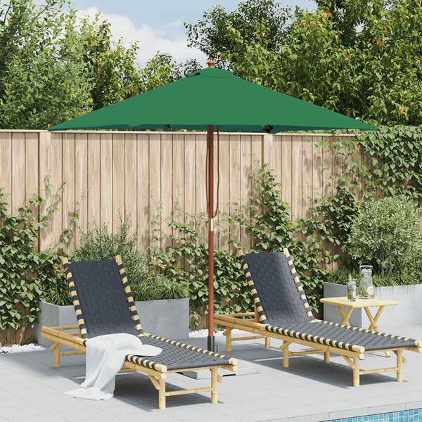 vidaXL Garden Parasol Green Fabric, Laminated bamboo, Hardwood
