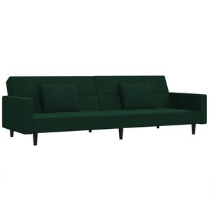 vidaXL Sofa Bed Dark Green Velvet (100% polyester), wood, plastic 2-seater