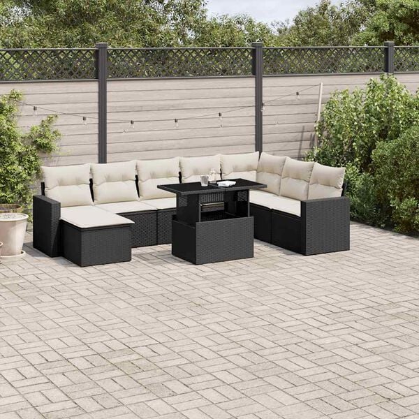 vidaXL Garden Sofa Set Black PE Rattan Large Modular Garden Sofa Set