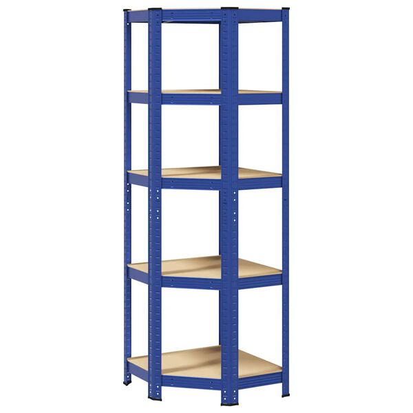 vidaXL 5-Layer Corner Shelf Blue Steel&Engineered Wood