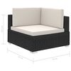 vidaXL Patio Furniture Black and Cream Poly Rattan, Steel, Polyester Large