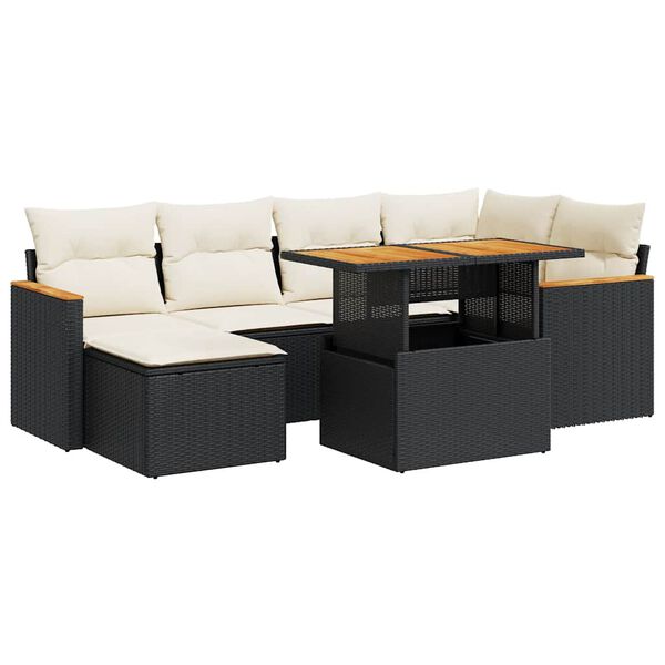 vidaXL Garden Sofa Set Black and Cream White