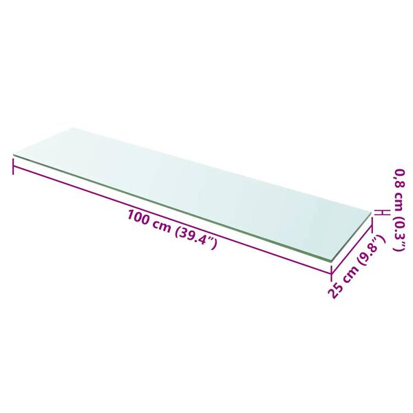 vidaXL Glass Panel Set of 2 Clear Toughened Glass 39.4 x 9.8 in