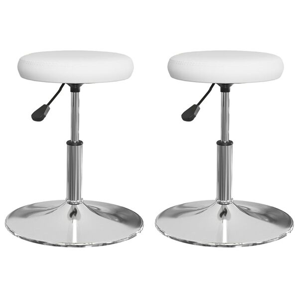 vidaXL Dining Chair Set of 2 White Faux leather, Chrome steel Standard