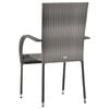 vidaXL Dining Set Grey PE Rattan, Powder-Coated Steel, Glass Compact