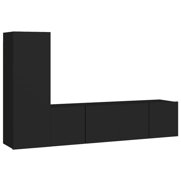 vidaXL TV Cabinet Set Set of 3 Black Engineered wood