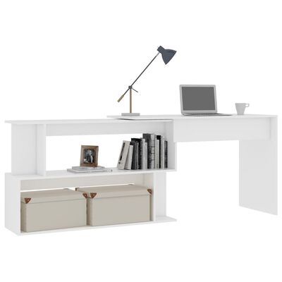 vidaXL Corner Desk White 78.7"x19.7"x29.9" Engineered Wood
