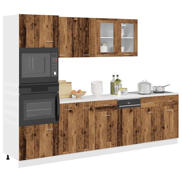 vidaXL Kitchen Cabinet Set Old wood Engineered wood and glass 7-piece set