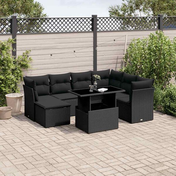 vidaXL Garden Sofa Set Black