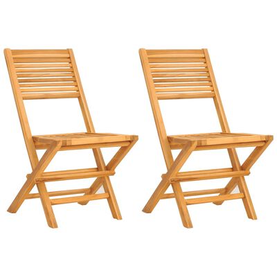 vidaXL Folding Patio Chairs 2 pcs 18.5"x24.4"x35.4" Solid Wood Teak
