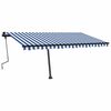 vidaXL Retractable Awning Blue and White Aluminum frame, Polyester fabric
