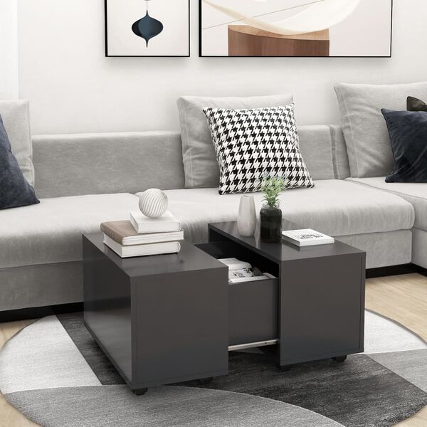 vidaXL Coffee Table Grey Engineered Wood Medium Extendable