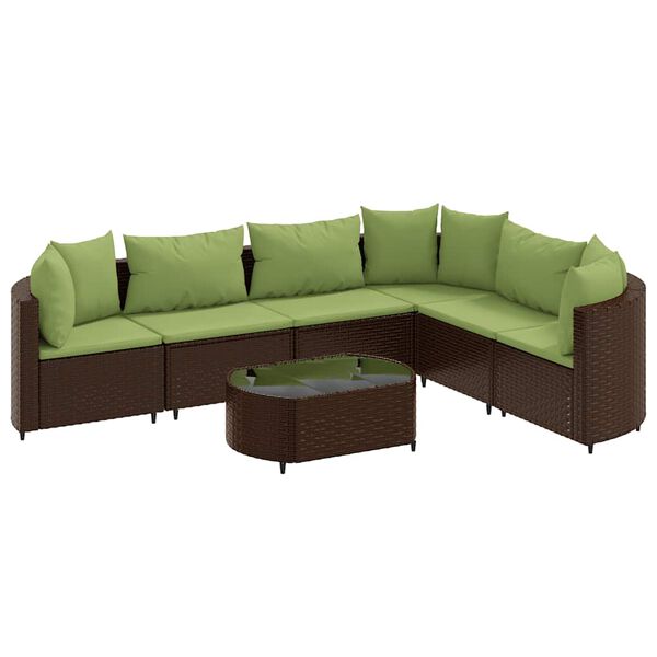 vidaXL Patio Sofa Set Set of 6 Brown