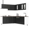 vidaXL Kitchen Cabinet Set Black Engineered Wood, Glass Large