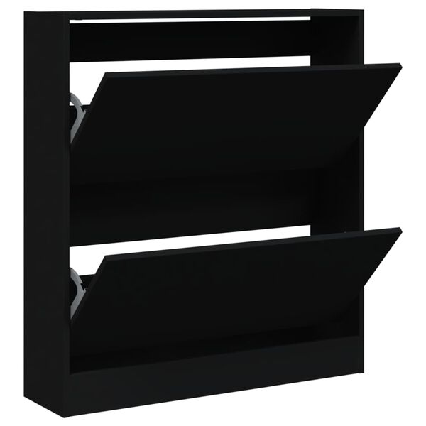 vidaXL Shoe Cabinet Black Engineered wood Compact Shoe Cabinet