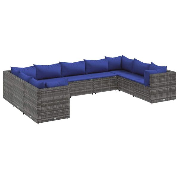 vidaXL Patio Lounge Set Gray, Dark Blue