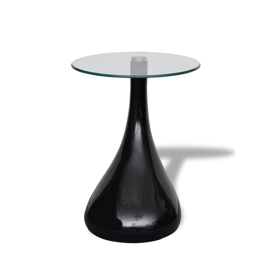 vidaXL Side Coffee End Table Fiberglass High Gloss Glass Top White/Black 1/2 pcs 