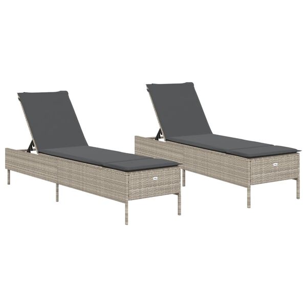 vidaXL Sun Lounger Light Grey Poly Rattan, Powder-Coated Steel