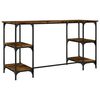 vidaXL Desk Smoked Oak Engineered Wood, Metal Medium Adjustable Feet