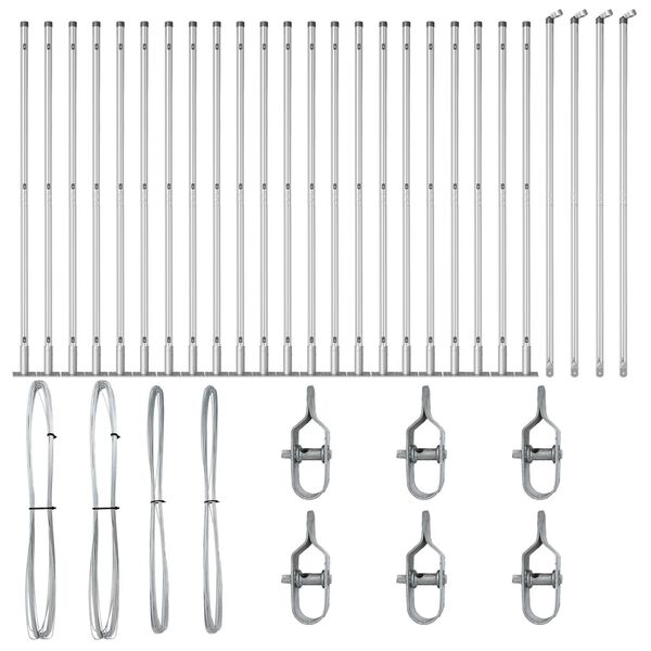 vidaXL Fence Post Other 26 pcs Grey 1.26 x 1.26 x 26.97 in Steel