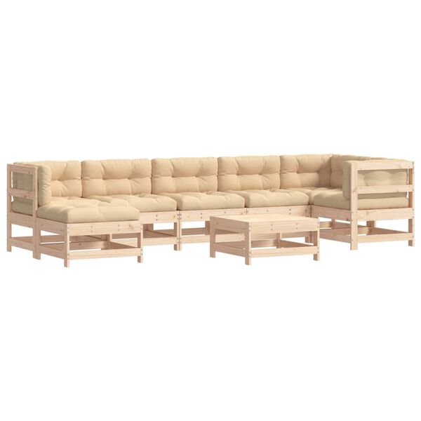 vidaXL Garden Lounge Set Beige Solid pine wood Large Modular