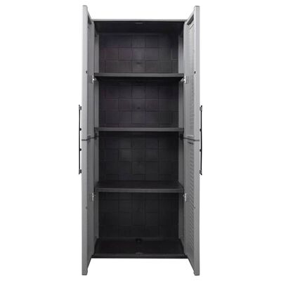 vidaXL Garden Storage Cabinet Gray and Black 26.8"x14.6"x64.2" PP