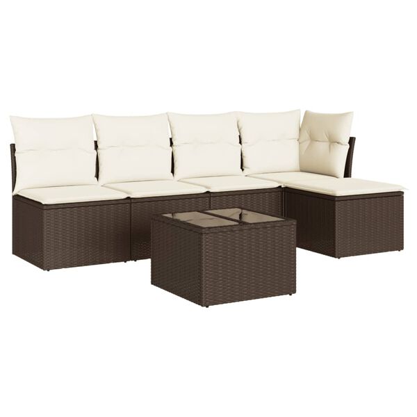 vidaXL Garden Sofa Set Brown Poly Rattan Medium Garden Sofa Set