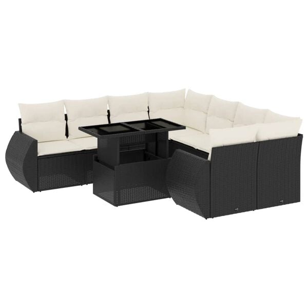 vidaXL Garden Sofa Set Black, Cream White