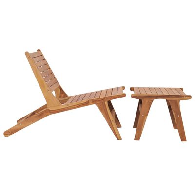 vidaXL Patio Chair with Footrest Solid Teak Wood
