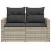 vidaXL Garden Sofa Light grey PE rattan 2-Seater Adjustable Armrests