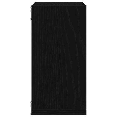 Side view of a tall black bookshelf panel
