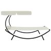 vidaXL Patio Lounge Bed with Canopy & Pillow Cream White