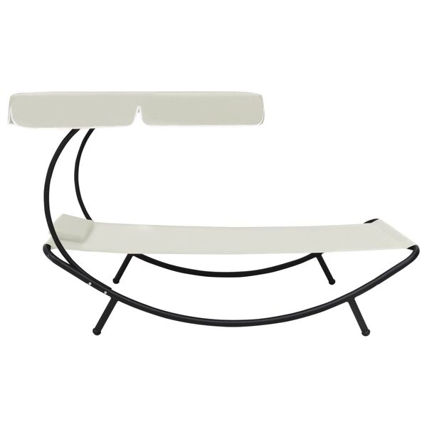 vidaXL Patio Lounge Bed with Canopy & Pillow Cream White