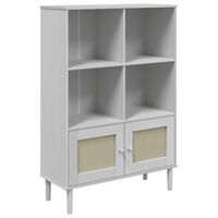 vidaXL Bookcase SENJA Rattan Look White 35.4"x13.8"x51.2" Solid Wood Pine