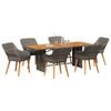 vidaXL Garden Dining Set with Cushion 7 pcs Grey Poly Rattan