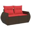vidaXL 8 Piece Patio Sofa Set with Cushions Brown Poly Rattan