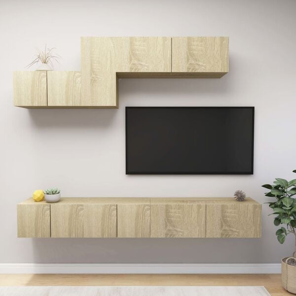 vidaXL TV Cabinet Set 6 Piece Set Sonoma Oak Engineered Wood Medium