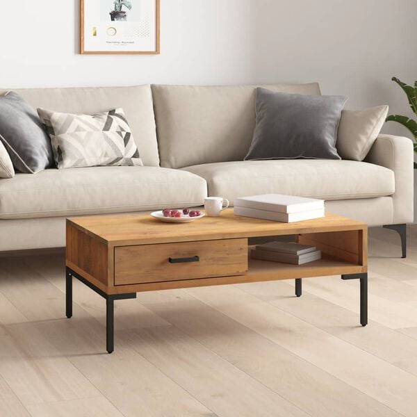 vidaXL Coffee Table Brown Solid Pinewood Medium Coffee Table
