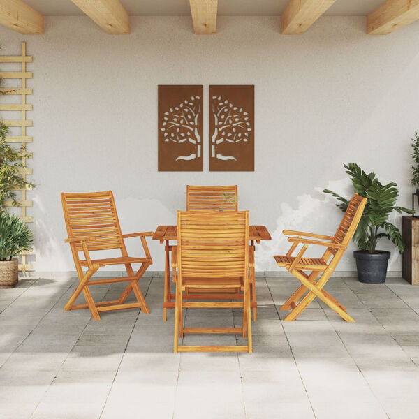 vidaXL Garden Dining Set Folding 5 pcs Brown solid acacia wood