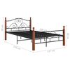 vidaXL Bed Frame Black and natural oak Powder-coated metal, solid oak wood