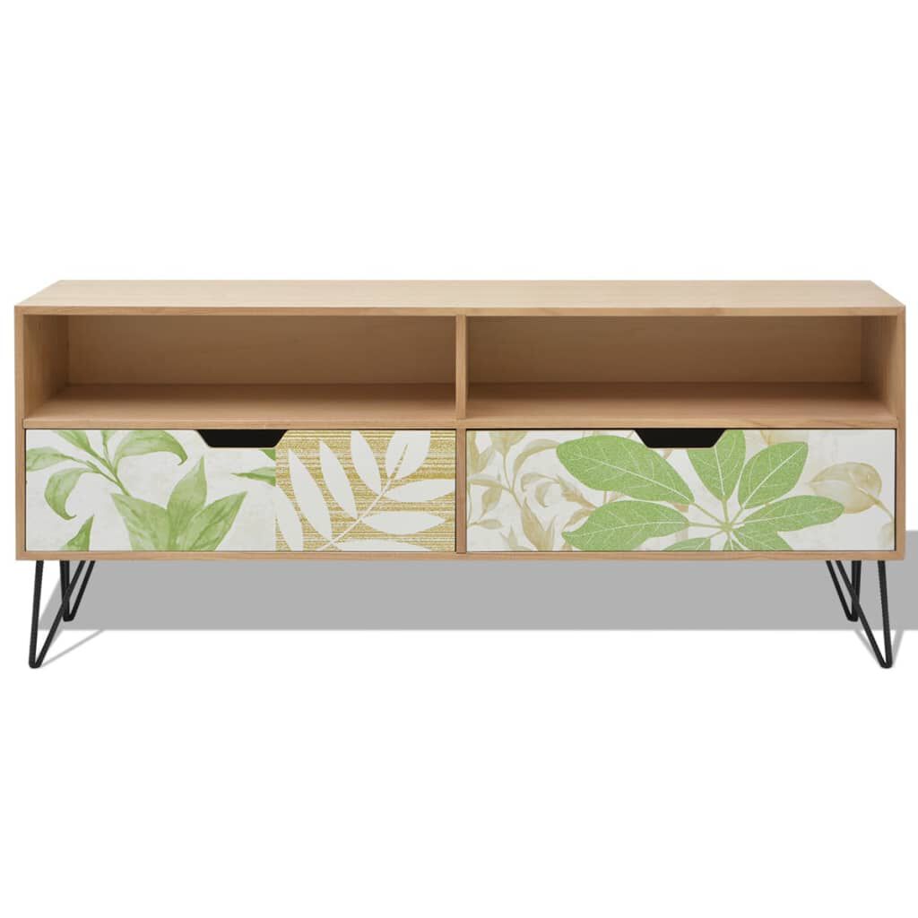 vidaXL TV Cabinet Brown, White, Green MDF, Steel 47.2 x 11.8 x 19.7 in