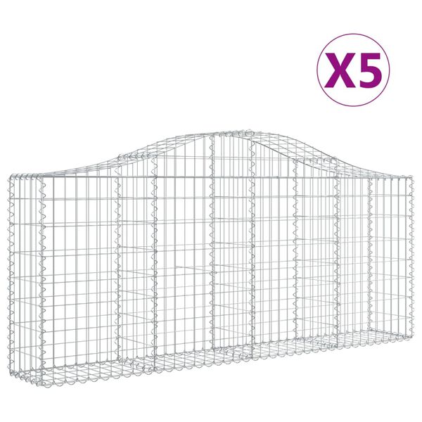vidaXL Gabion Basket Set of 5 Silver Galvanized iron